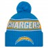 Los Angeles Chargers New Era Powder Blue 2024 Sideline Cuffed Knit Hat with Pom