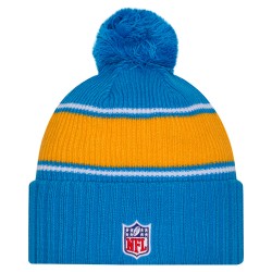 Los Angeles Chargers New Era Powder Blue 2024 Sideline Cuffed Knit Hat with Pom