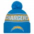 Los Angeles Chargers New Era Powder Blue 2024 Sideline Sport Cuffed Knit Hat with Pom