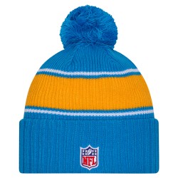 Los Angeles Chargers New Era Powder Blue 2024 Sideline Sport Cuffed Knit Hat with Pom