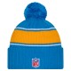Los Angeles Chargers New Era Powder Blue 2024 Sideline Sport Cuffed Knit Hat with Pom