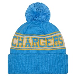 Los Angeles Chargers New Era Powder Blue Retro Cuffed Knit Hat with Pom