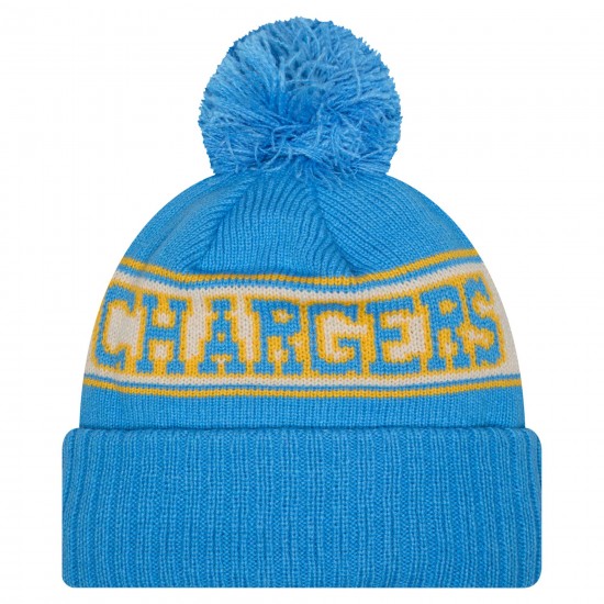Los Angeles Chargers New Era Powder Blue Retro Cuffed Knit Hat with Pom