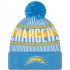 Los Angeles Chargers New Era Powder Blue Striped Cuffed Knit Hat with Pom