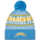 Los Angeles Chargers New Era Powder Blue Striped Cuffed Knit Hat with Pom