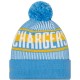 Los Angeles Chargers New Era Powder Blue Striped Cuffed Knit Hat with Pom