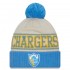 Los Angeles Chargers New Era Powder Cream-Blue 2023 Sideline Historic Pom Cuffed Knit Hat