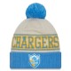 Los Angeles Chargers New Era Powder Cream-Blue 2023 Sideline Historic Pom Cuffed Knit Hat