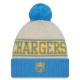 Los Angeles Chargers New Era Powder Cream-Blue 2023 Sideline Historic Pom Cuffed Knit Hat