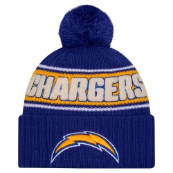 Los Angeles Chargers New Era Royal 2024 Sideline Cuffed Knit Hat with Pom