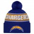 Los Angeles Chargers New Era Royal 2024 Sideline Cuffed Knit Hat with Pom