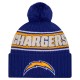 Los Angeles Chargers New Era Royal 2024 Sideline Cuffed Knit Hat with Pom