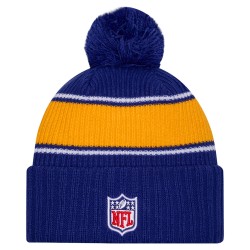 Los Angeles Chargers New Era Royal 2024 Sideline Cuffed Knit Hat with Pom