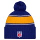 Los Angeles Chargers New Era Royal 2024 Sideline Cuffed Knit Hat with Pom