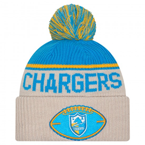 Los Angeles Chargers New Era Stone NFL Sideline Historic Cuffed Knit Hat with Pom