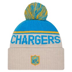 Los Angeles Chargers New Era Stone NFL Sideline Historic Cuffed Knit Hat with Pom