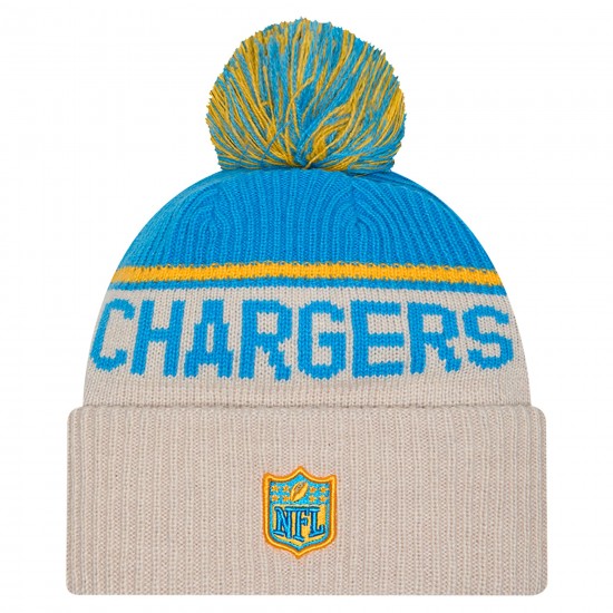 Los Angeles Chargers New Era Stone NFL Sideline Historic Cuffed Knit Hat with Pom