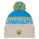 Los Angeles Chargers New Era Stone NFL Sideline Historic Cuffed Knit Hat with Pom