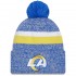 Los Angeles Rams  New Era Royal 2023 Sideline Cuffed Knit Hat With Pom