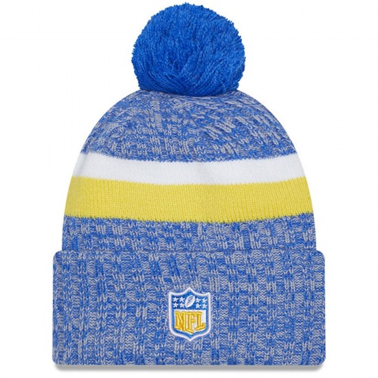Los Angeles Rams  New Era Royal 2023 Sideline Cuffed Knit Hat With Pom