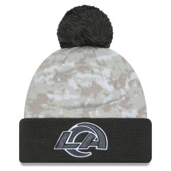 Los Angeles Rams  New Era White-Graphite 2024 Salute To Service Digital Camo Cuffed Knit Hat with Pom