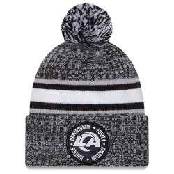 Los Angeles Rams New Era Heather Black 2023 Inspire Change Cuffed Knit Hat With Pom