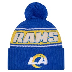 Los Angeles Rams New Era Royal 2024 Sideline Cuffed Knit Hat with Pom