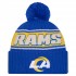 Los Angeles Rams New Era Royal 2024 Sideline Cuffed Knit Hat with Pom
