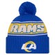 Los Angeles Rams New Era Royal 2024 Sideline Cuffed Knit Hat with Pom