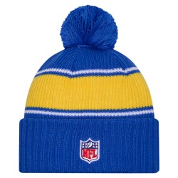 Los Angeles Rams New Era Royal 2024 Sideline Cuffed Knit Hat with Pom