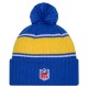 Los Angeles Rams New Era Royal 2024 Sideline Cuffed Knit Hat with Pom