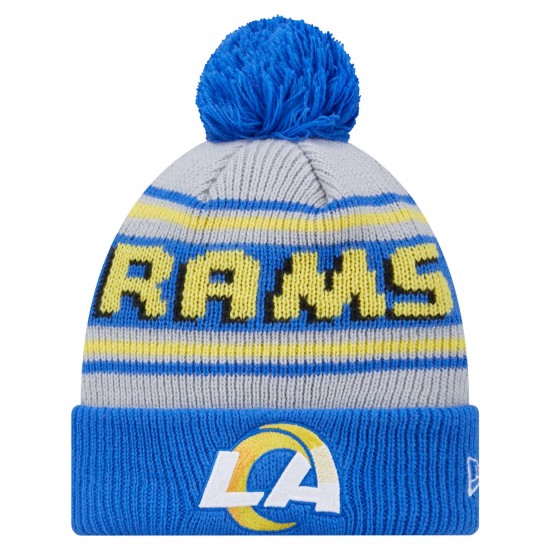 Los Angeles Rams New Era Royal Main Cuffed Knit Hat with Pom