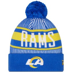 Los Angeles Rams New Era Royal Striped Cuffed Knit Hat with Pom