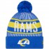 Los Angeles Rams New Era Royal Striped Cuffed Knit Hat with Pom