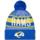 Los Angeles Rams New Era Royal Striped Cuffed Knit Hat with Pom