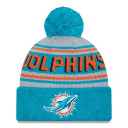 Miami Dolphins  New Era Aqua  Main Cuffed Knit Hat with Pom