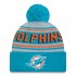 Miami Dolphins  New Era Aqua  Main Cuffed Knit Hat with Pom