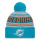 Miami Dolphins  New Era Aqua  Main Cuffed Knit Hat with Pom