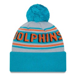 Miami Dolphins  New Era Aqua  Main Cuffed Knit Hat with Pom