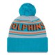 Miami Dolphins  New Era Aqua  Main Cuffed Knit Hat with Pom