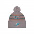 Miami Dolphins  New Era Gray 2024 Sideline Sport Cuffed Knit Hat with Pom