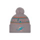 Miami Dolphins  New Era Gray 2024 Sideline Sport Cuffed Knit Hat with Pom
