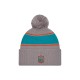 Miami Dolphins  New Era Gray 2024 Sideline Sport Cuffed Knit Hat with Pom
