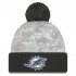 Miami Dolphins  New Era White-Graphite 2024 Salute To Service Digital Camo Cuffed Knit Hat with Pom