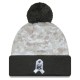 Miami Dolphins  New Era White-Graphite 2024 Salute To Service Digital Camo Cuffed Knit Hat with Pom