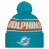 Miami Dolphins New Era Aqua 2024 Sideline Cuffed Knit Hat with Pom