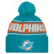 Miami Dolphins New Era Aqua 2024 Sideline Cuffed Knit Hat with Pom