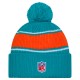 Miami Dolphins New Era Aqua 2024 Sideline Cuffed Knit Hat with Pom
