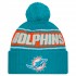 Miami Dolphins New Era Aqua 2024-25 Sideline Cuffed Knit Hat with Pom