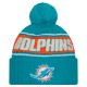 Miami Dolphins New Era Aqua 2024-25 Sideline Cuffed Knit Hat with Pom